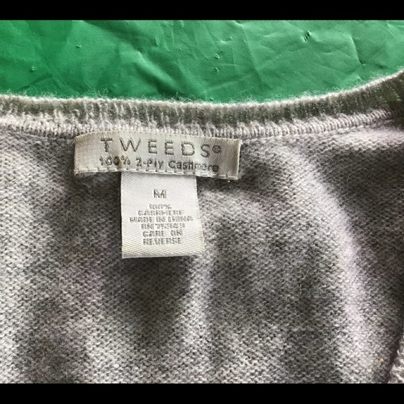 Tweeds Womens Cashmere Gray Medium V-Neck Sweater - Picture 5 of 12